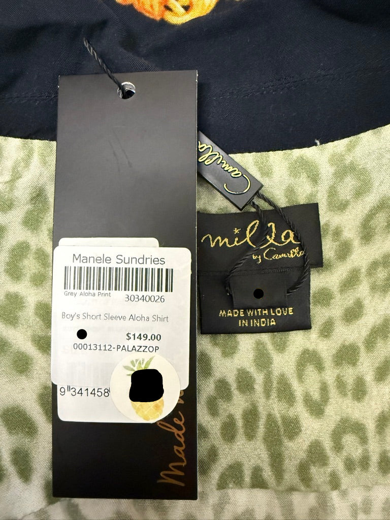 Milla by Camilla Boys Grey Aloha Print Shirt New With Tags-Resort Retail $149.00