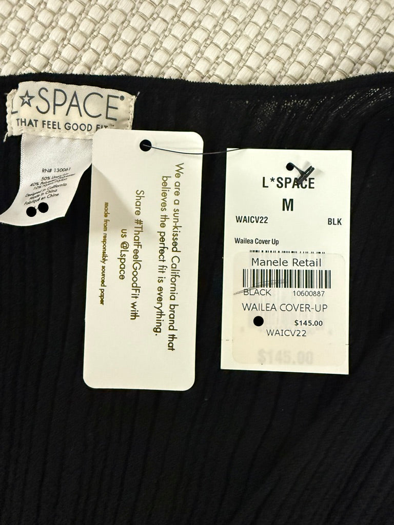 L*Space “Wailea” Ribbed Cover-Up Dress Black New With Tags –Resort Retail $145