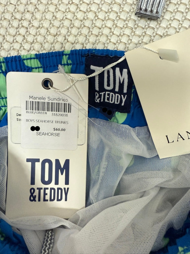 Tom & Teddy Boys Blue & Green Seahorse Swim Trunks New With Tags-Resort Retail $60.00