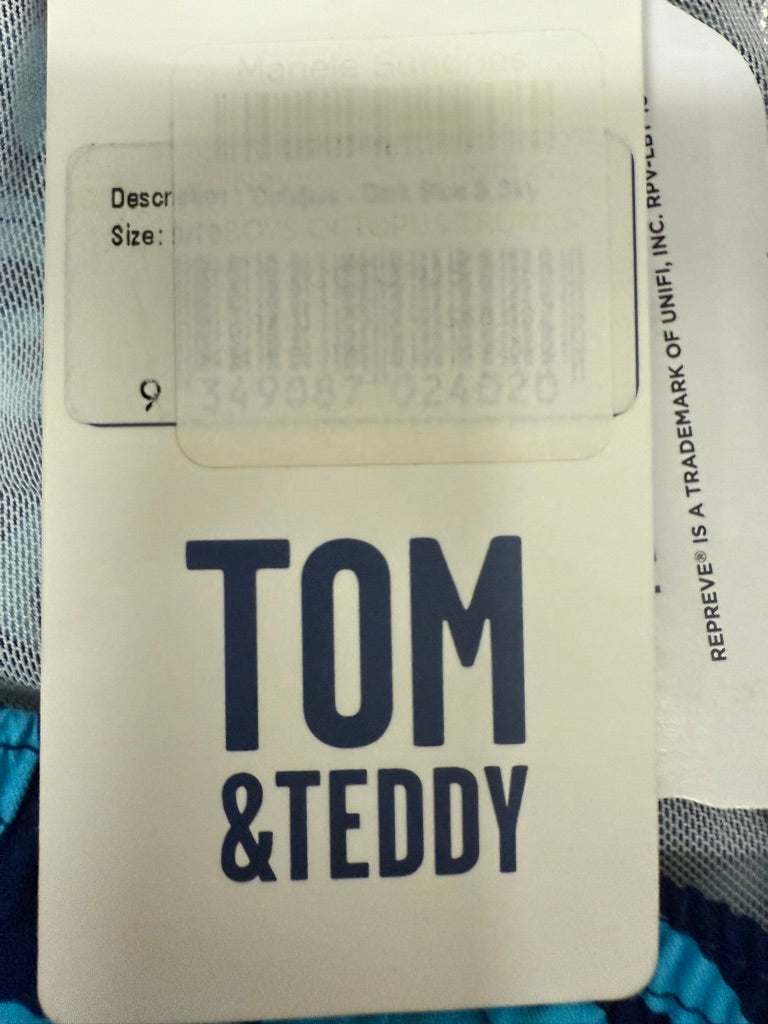 Tom & Teddy Boys Navy & Aqua Octopus Swim Trunks New With Tags-Resort Retail $60