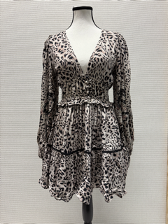 Angela Wild Animal Print Ruffle Mini Dress – XS