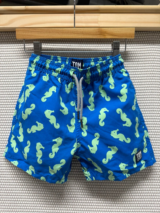 Tom & Teddy Boys Blue & Green Seahorse Swim Trunks New With Tags-Resort Retail $60.00