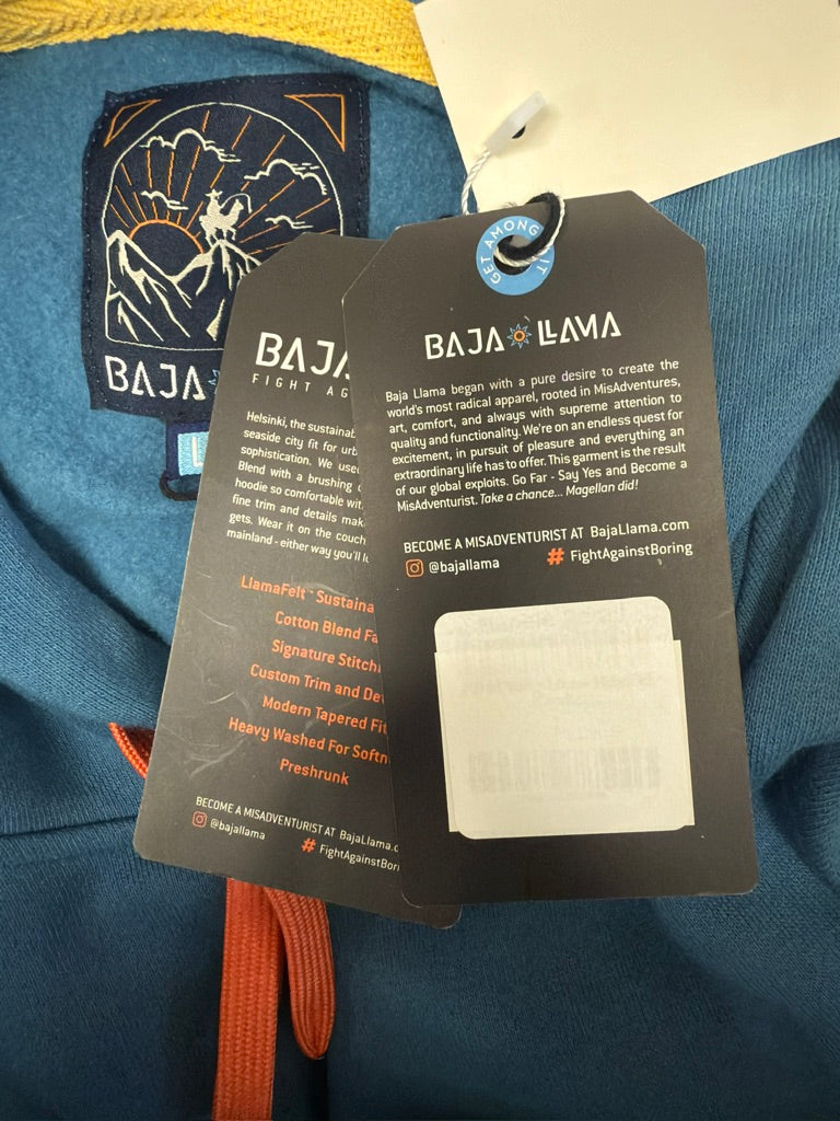 Baja Llama "I Told You 3 Lines" Men's Helsinki Hoodie. New With Tags. Resort Retail $88.00