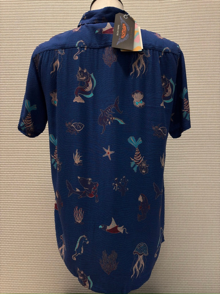 Baja Llama  "Split Personalities" Men's Aloha Shirt. New With Tags. Resort Retail $92.00