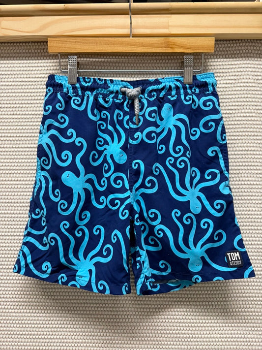 Tom & Teddy Boys Navy & Aqua Octopus Swim Trunks New With Tags-Resort Retail $60