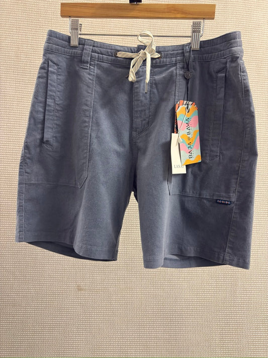 Baja Llama Foggy Seas “Arroyos” Stretch Corduroy Walk Shorts — Resort Retail $98.00