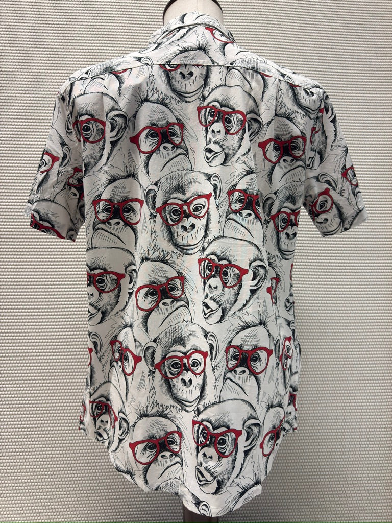 Baja Llama "Dr. Yessire" Men's Aloha Monkey Shirt. New With Tags. Resort Retail $85.00