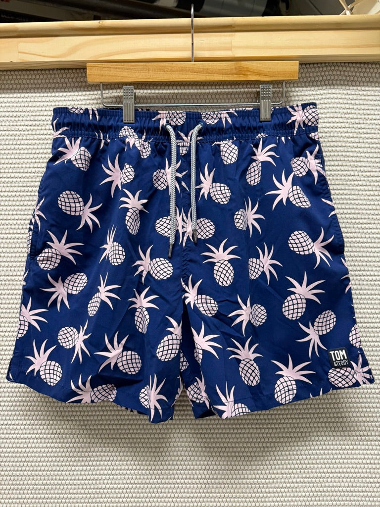 Tom & Teddy Men’s Navy & Blush Pineapple Swim Trunks-Resort Retail: $138