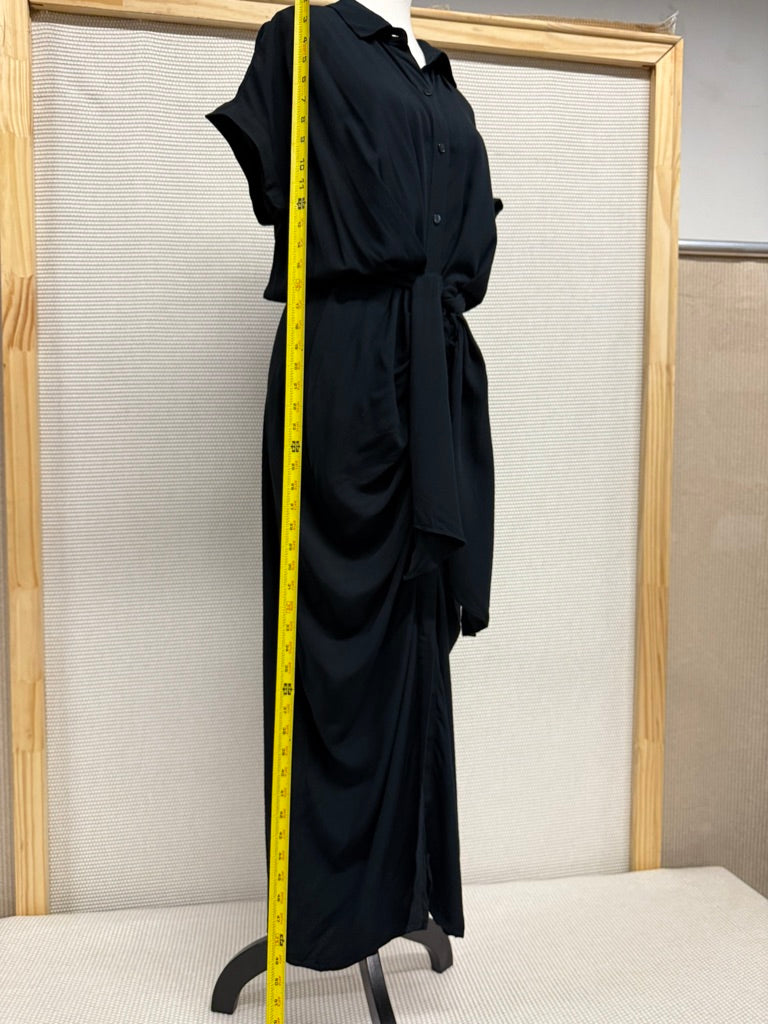 L*Space Black Short Sleeve Button-Front Maxi Dress New With Tags-Resort Retail $178.00