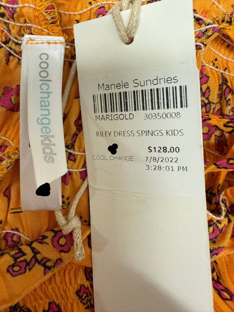 Cool Change Kids Riley Dress Girls in Marigold New With Tags-Resort Retail $128.00