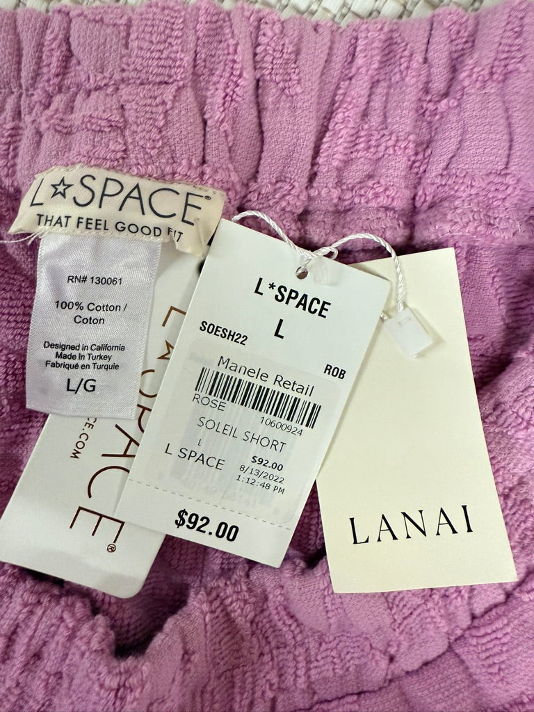 L*SPACE Soleil Rose Textured Terry Shorts New With Tags-Resort Retail $92