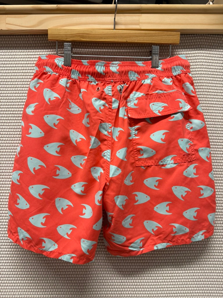 Tom & Teddy Men’s Coral & Aqua Fish Print Swim Trunks New With Tag-Resort Retail $138