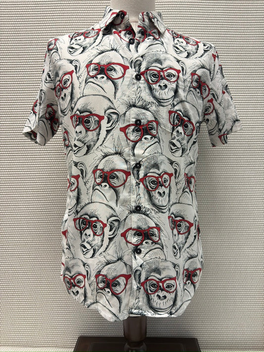 Baja Llama "Dr. Yessire" Men's Aloha Monkey Shirt. New With Tags. Resort Retail $85.00