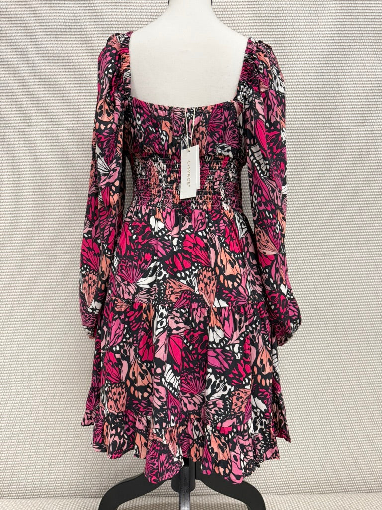L*SPACE Cassidy Butterfly Print Smocked Mini Dress New With Tags-Resort Retail $158
