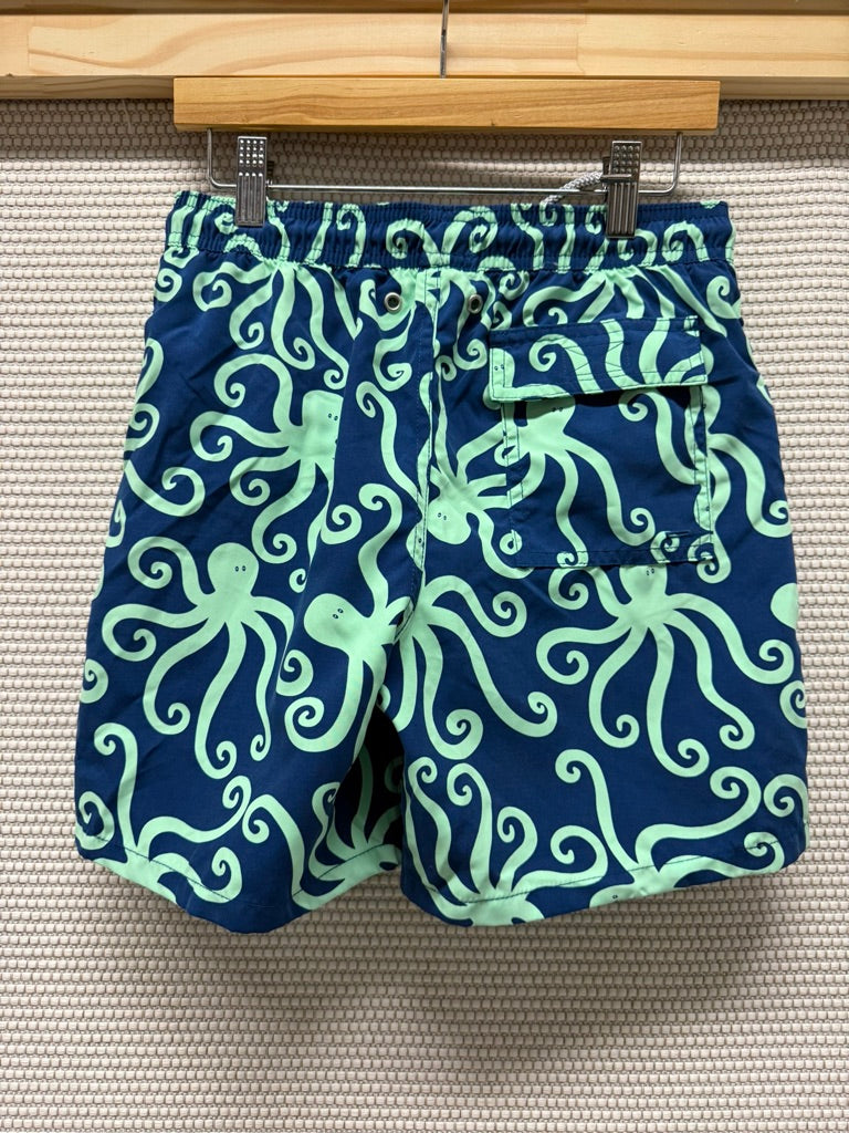 Tom & Teddy Boys Navy & Mint Octopus Swim Trunks New With Tags-Resort Retail $60