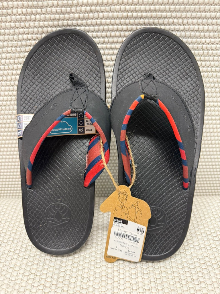 Freewater "Cloud 9" Men's Sandals in Black w/ Red Detail. New With Tag. Resort Retail $65.00