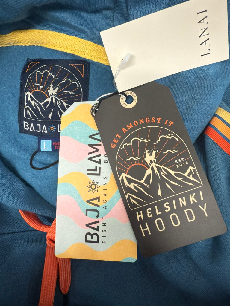 Baja Llama "I Told You 3 Lines" Men's Helsinki Hoodie. New With Tags. Resort Retail $88.00