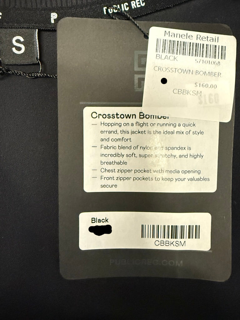 Public Record "Crosstown Bomber" Men's Jacket in Black. New With Tags. Resort Retail $160.00