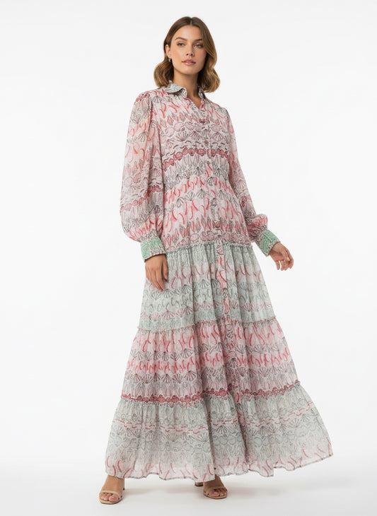 Daphne Long Dress - Pink Sea Shells