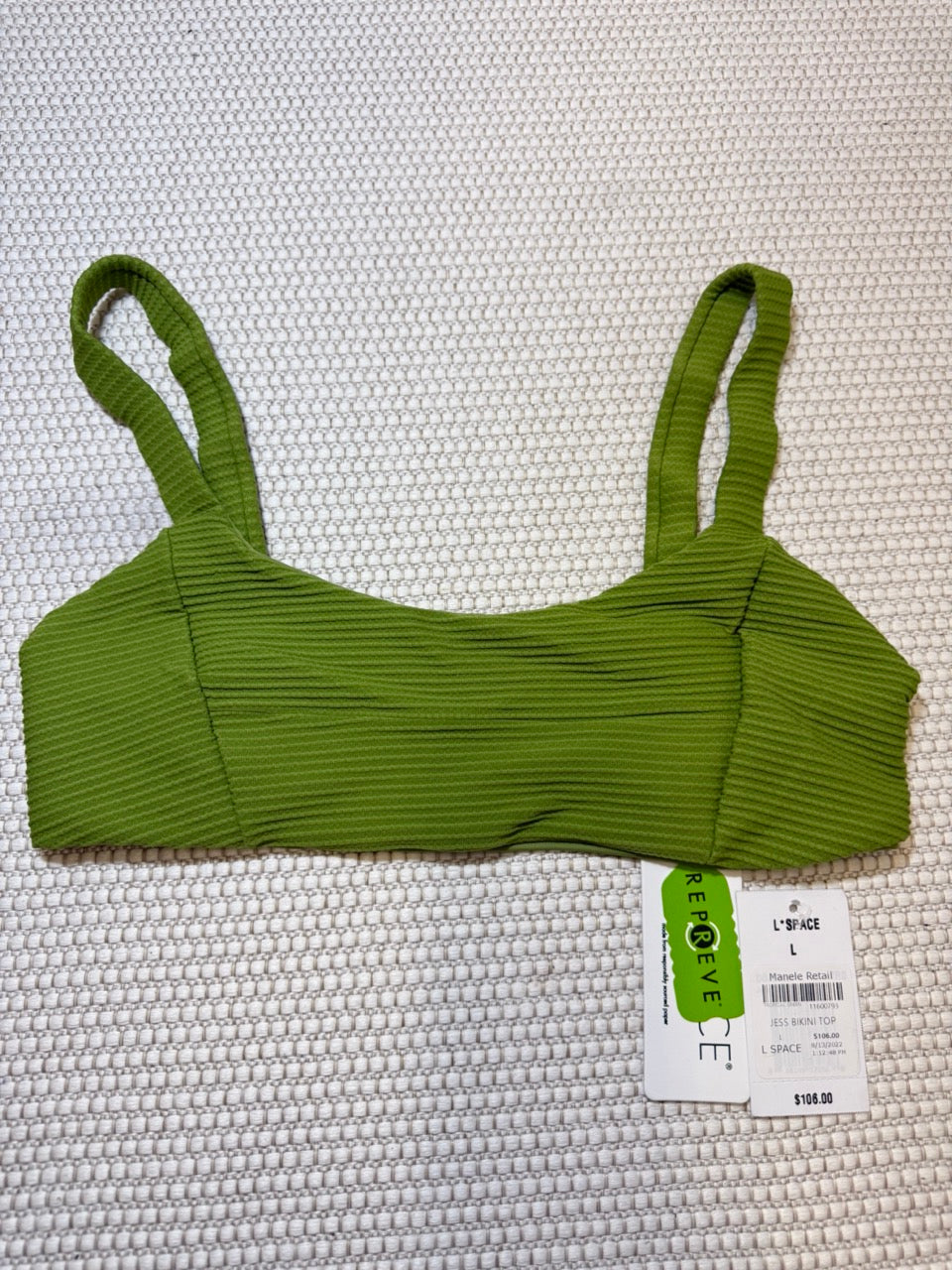 L*Space Jess Tropical Green Bikini Top New With Tags