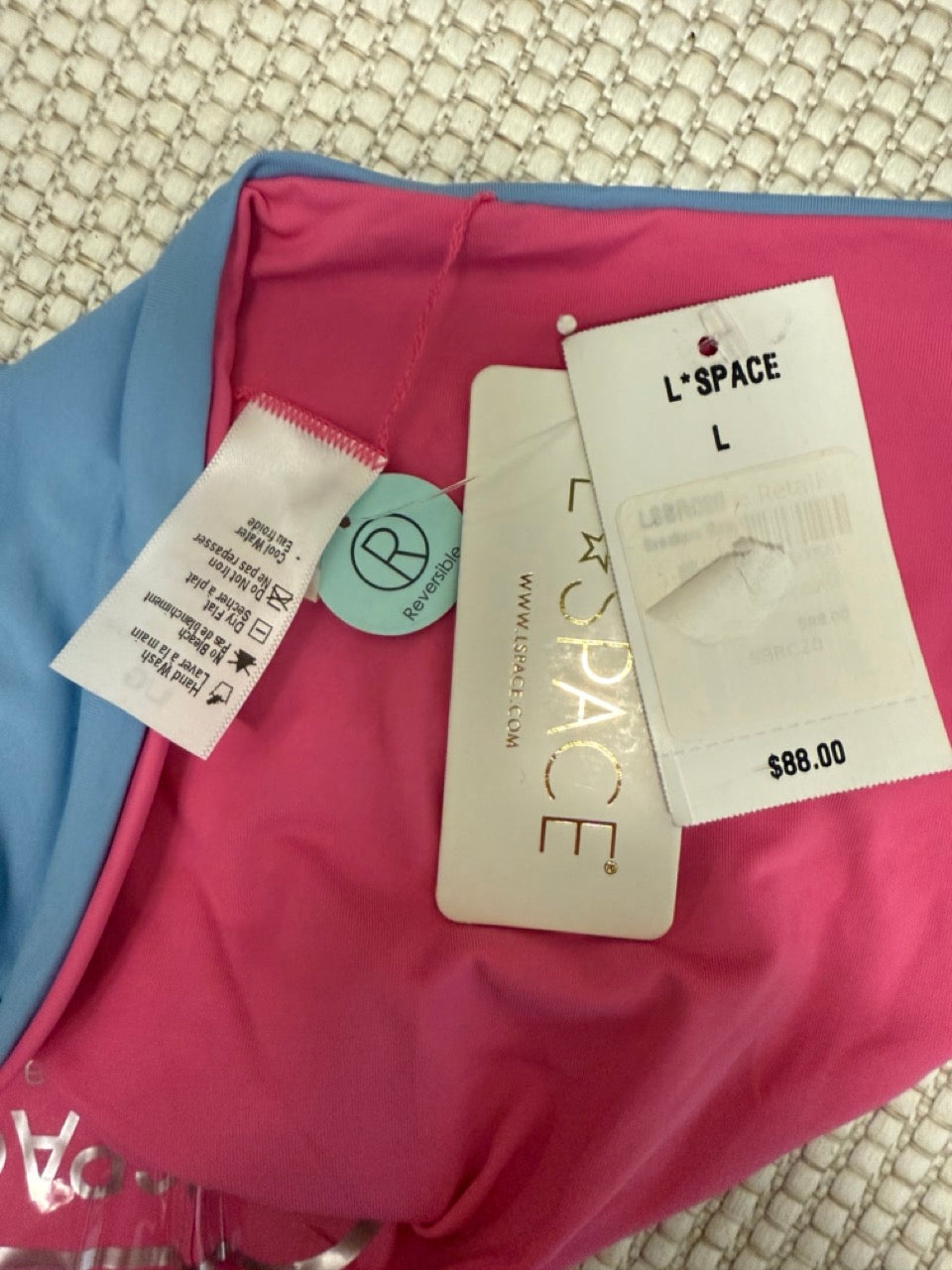 L*SPACE Reversible Bikini Bottom Blue & Pink New With Tags