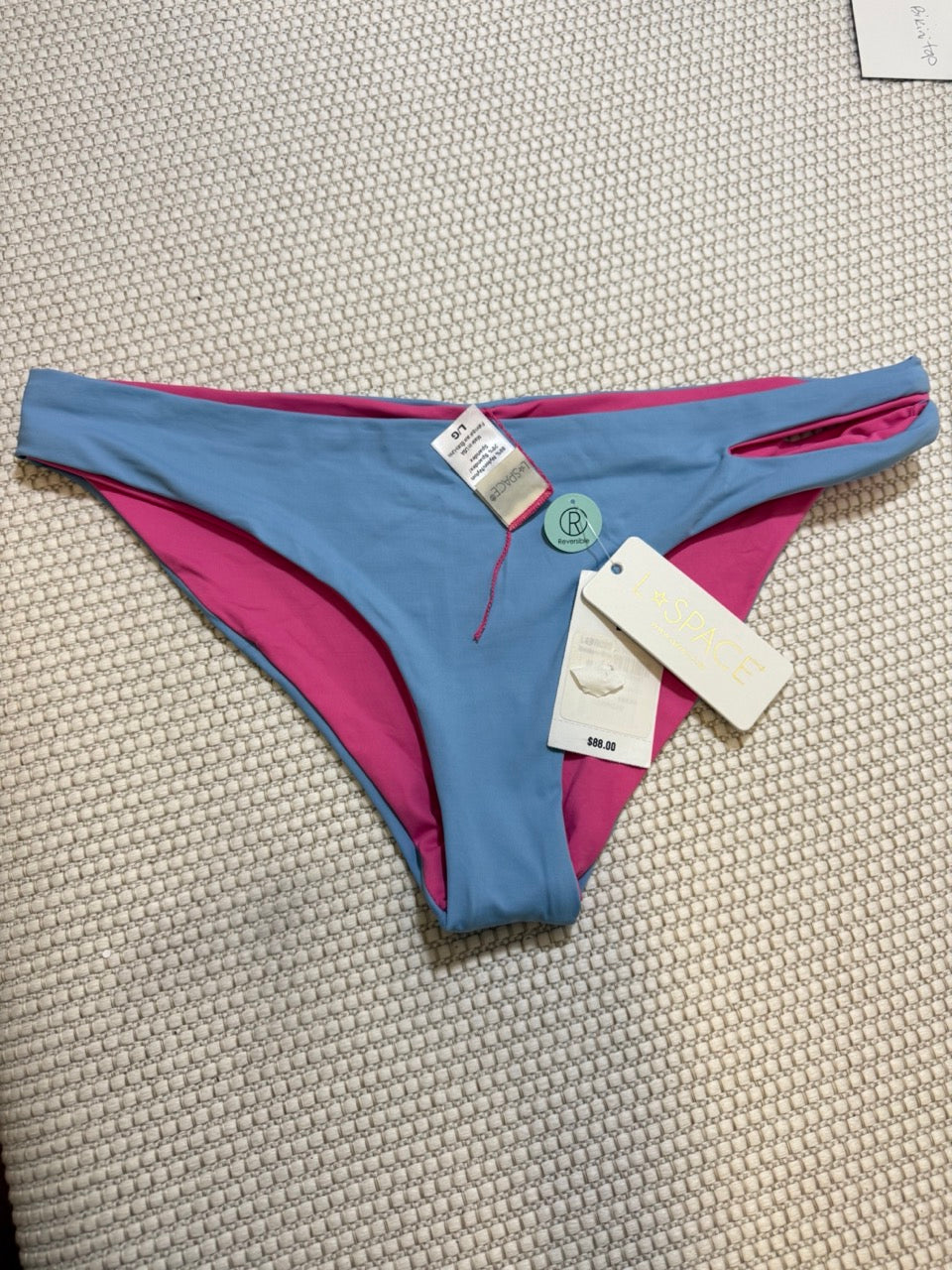 L*SPACE Reversible Bikini Bottom Blue & Pink New With Tags