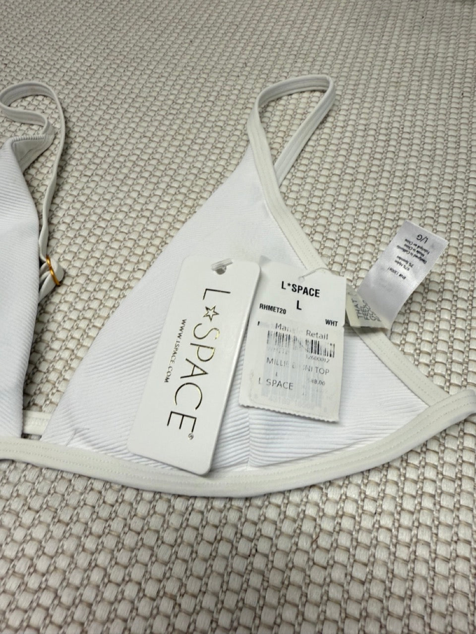 L*Space Millie White Wireless Bikini Top New With Tags-Resort