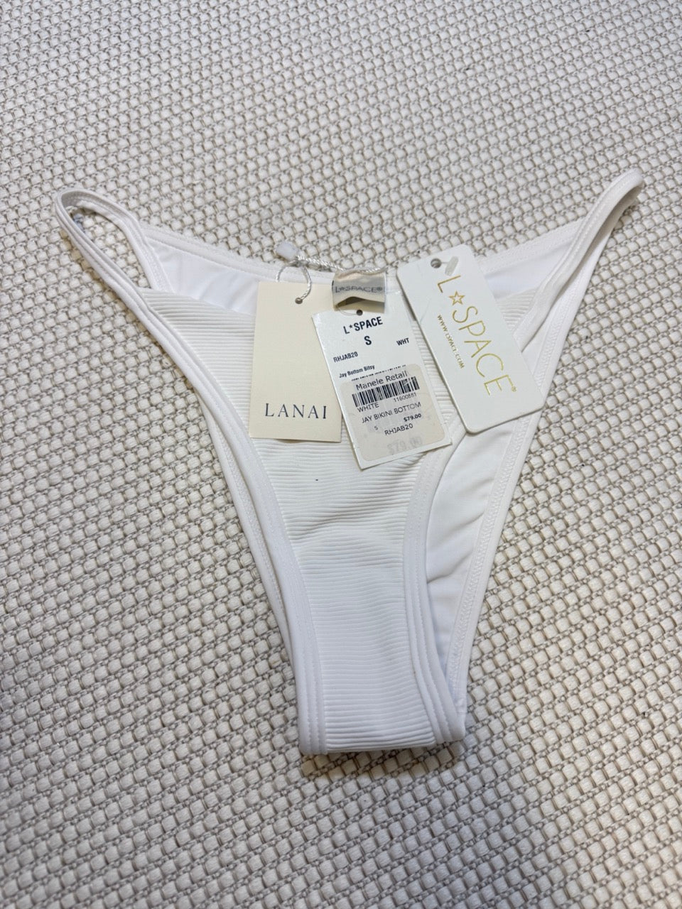 L*Space Jay Bikini Bottom White New With Tags