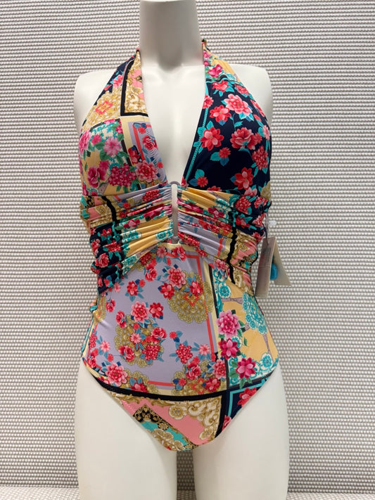 Johnny Was Taper Plunge 1 Piece Multi Floral Swimsuit