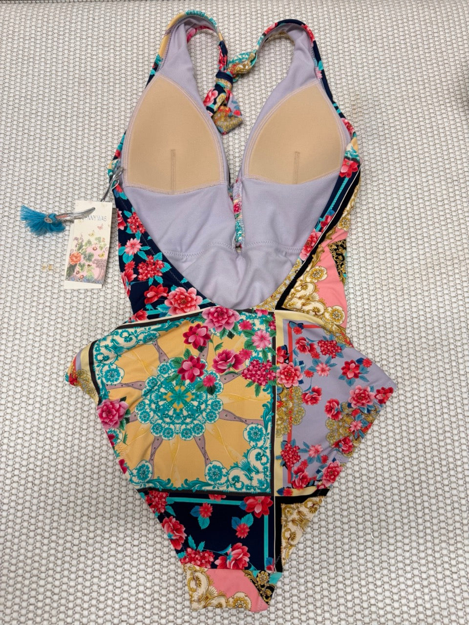 Johnny Was Taper Plunge 1 Piece Multi Floral Swimsuit