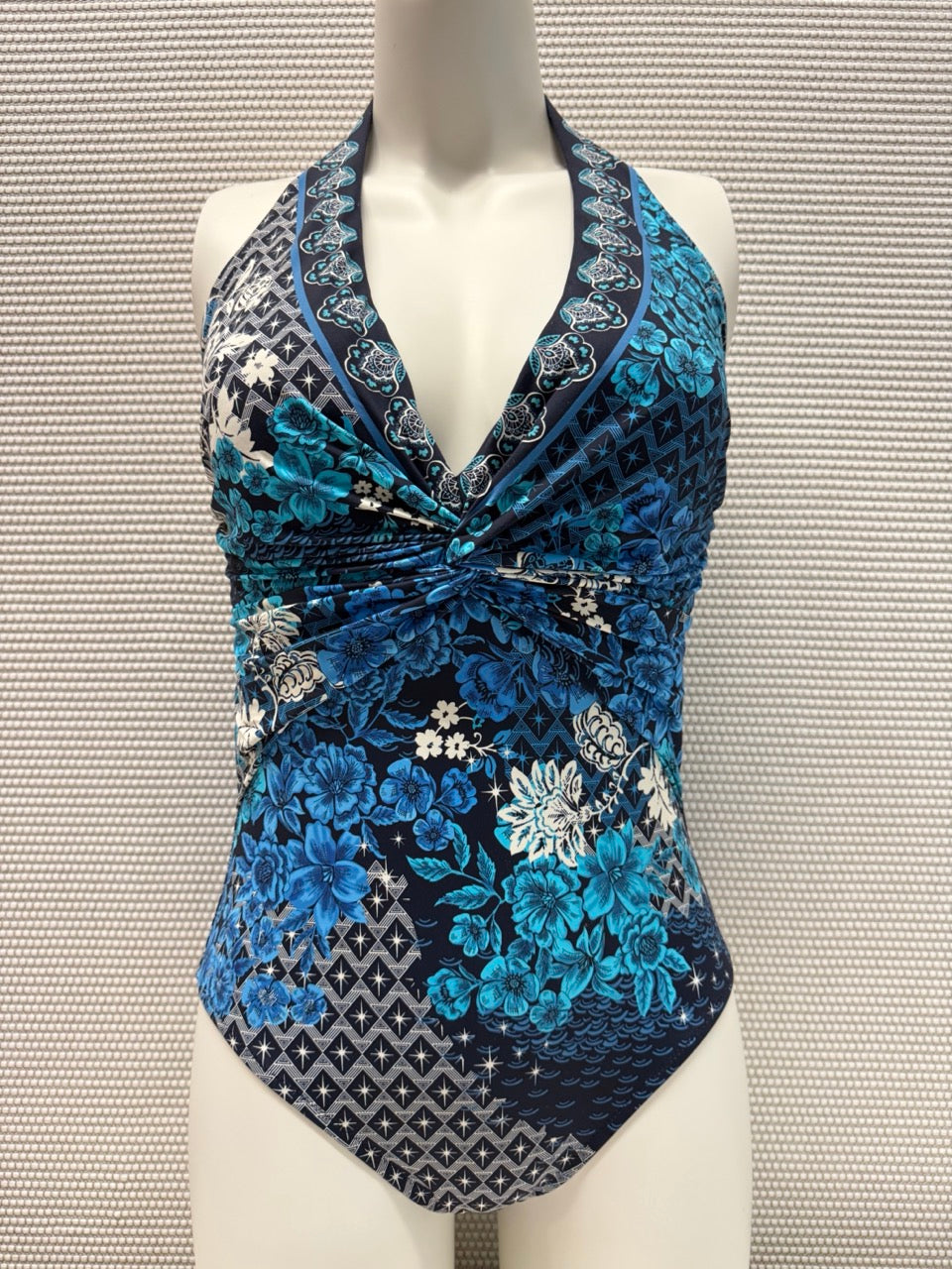 Johnny Was Blue Floral One Piece Swimsuit