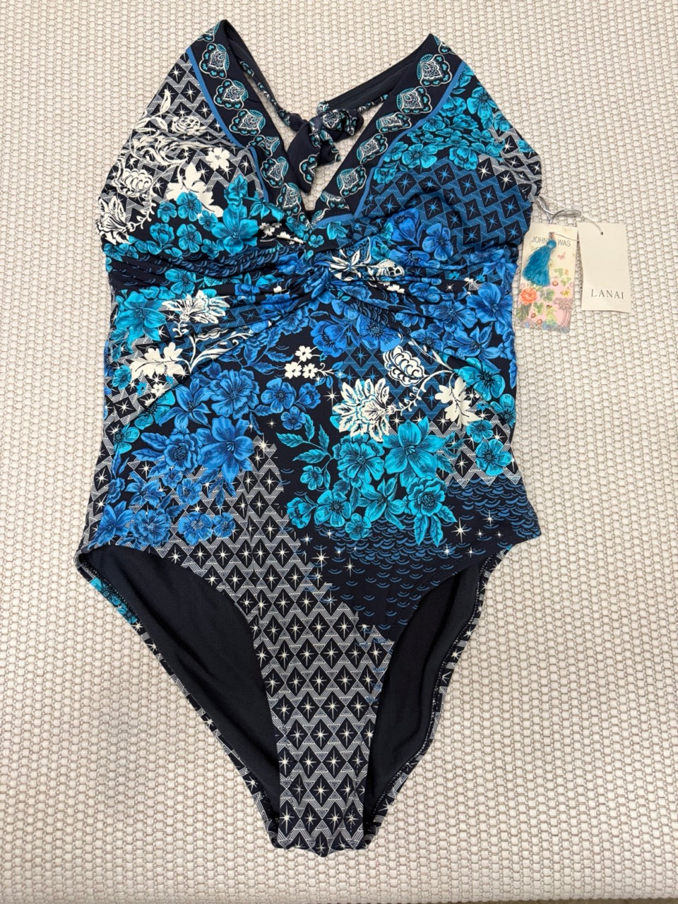 Johnny Was Blue Floral One Piece Swimsuit