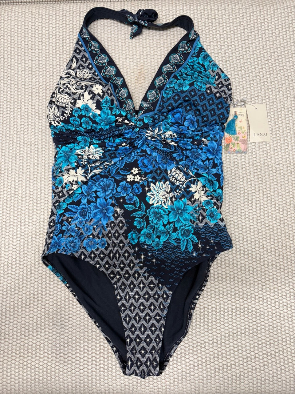 Johnny Was Blue Floral One Piece Swimsuit