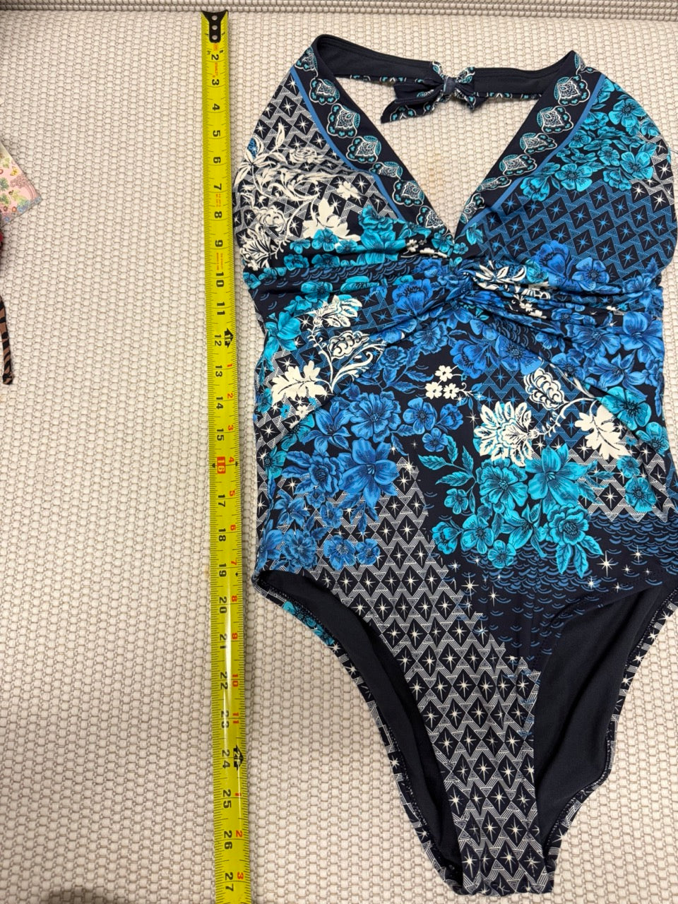Johnny Was Blue Floral One Piece Swimsuit