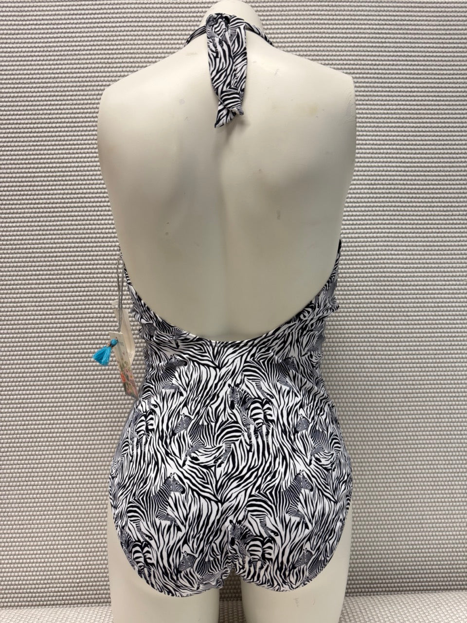 Johnny Was Spring Halter Embroidered One Piece Multi Print Swimsuit