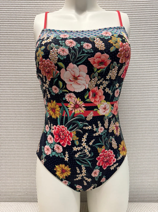 Johnny Was Spaghetti Strap One Piece Multi Print Swimsuit
