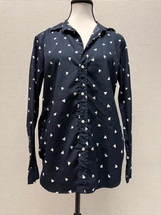 Frank & Eileen Navy White Hearts Button-Up Blouse