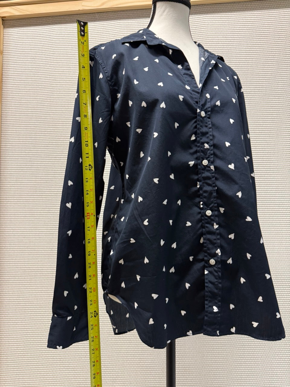 Frank & Eileen Navy White Hearts Button-Up Blouse