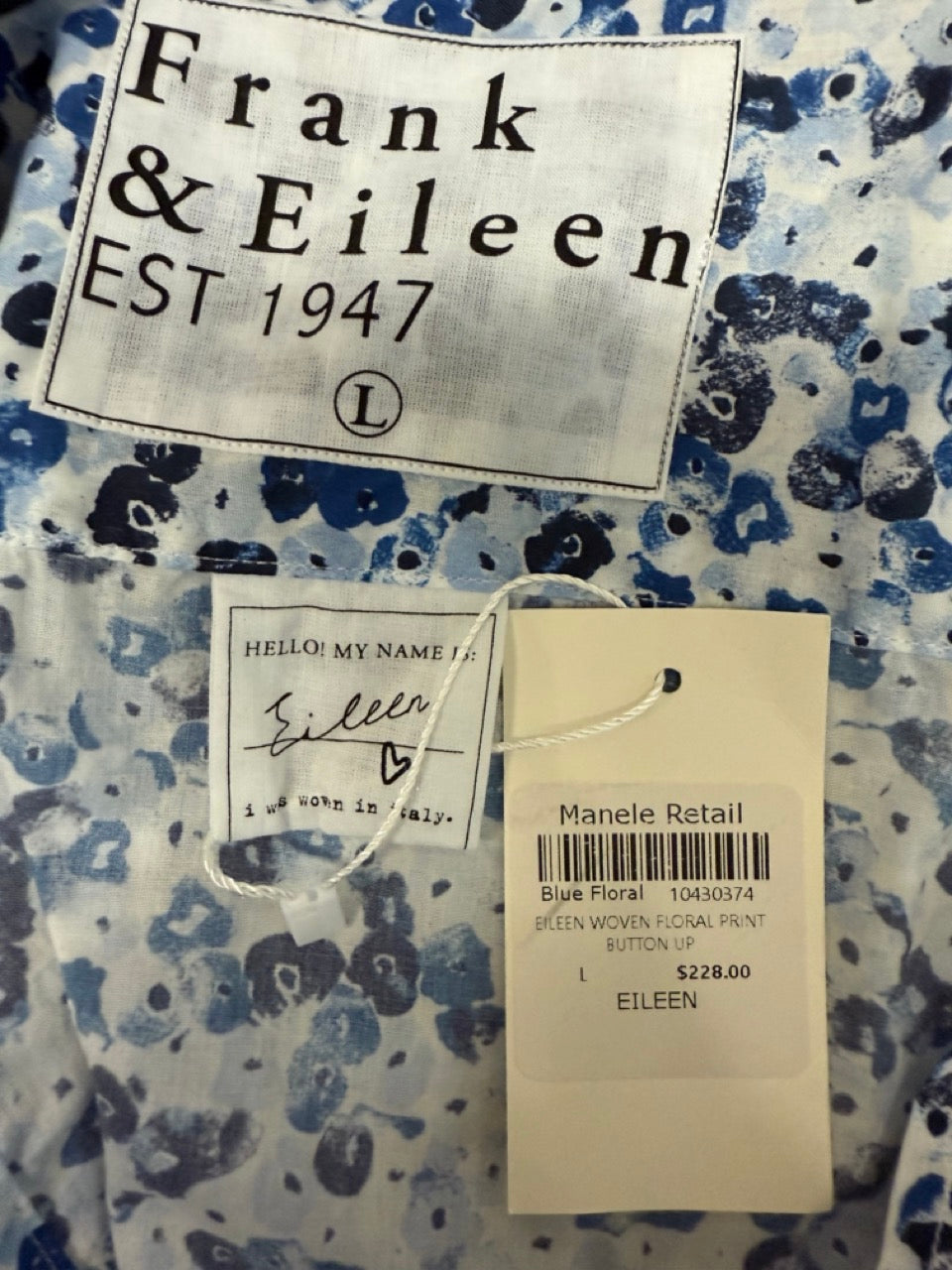 Frank & Eileen Blue Floral Woven Button-Up Shirt