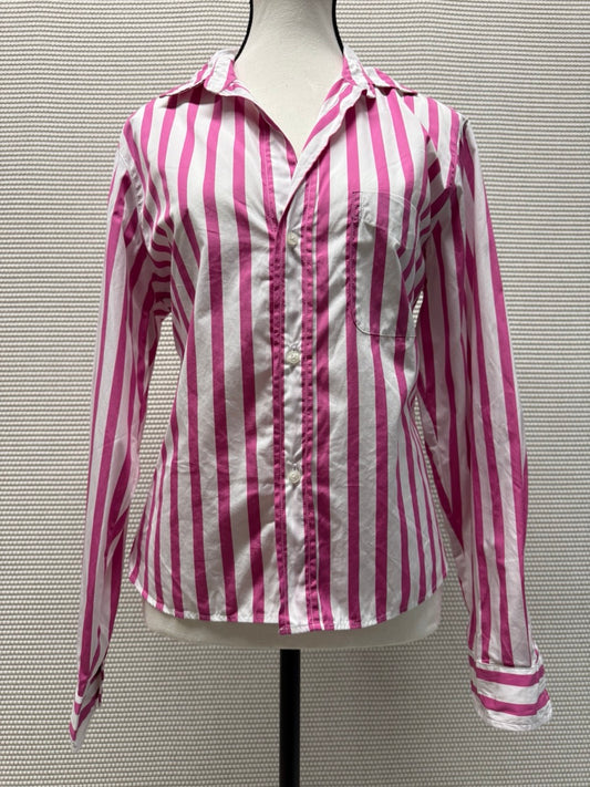 Frank & Eileen Pink and White Striped Button-Down Shirt