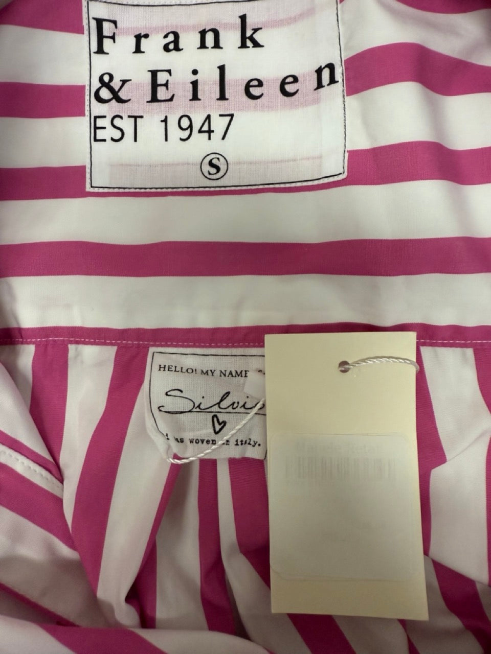 Frank & Eileen Pink and White Striped Button-Down Shirt