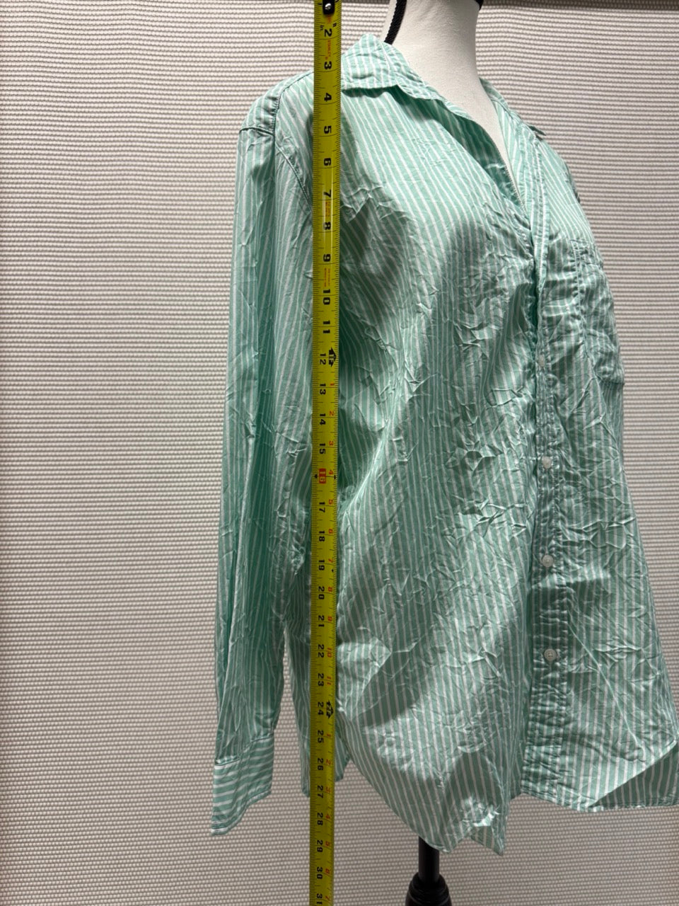 Frank & Eileen Green and White Striped Woven Button-Up Shirt