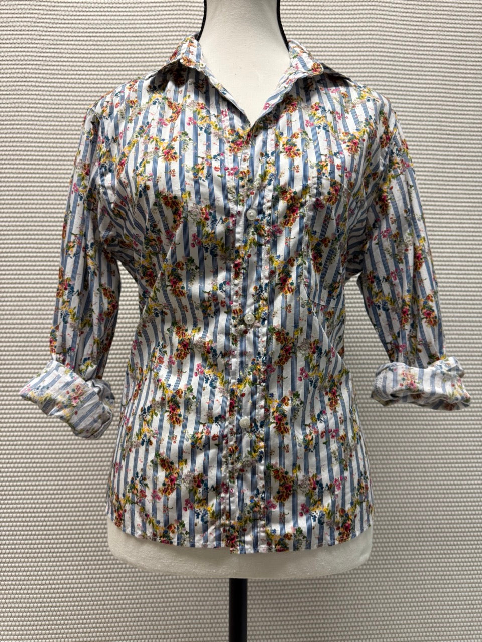 Frank & Eileen Silvio Woven Floral Stripe Button-Up Shirt