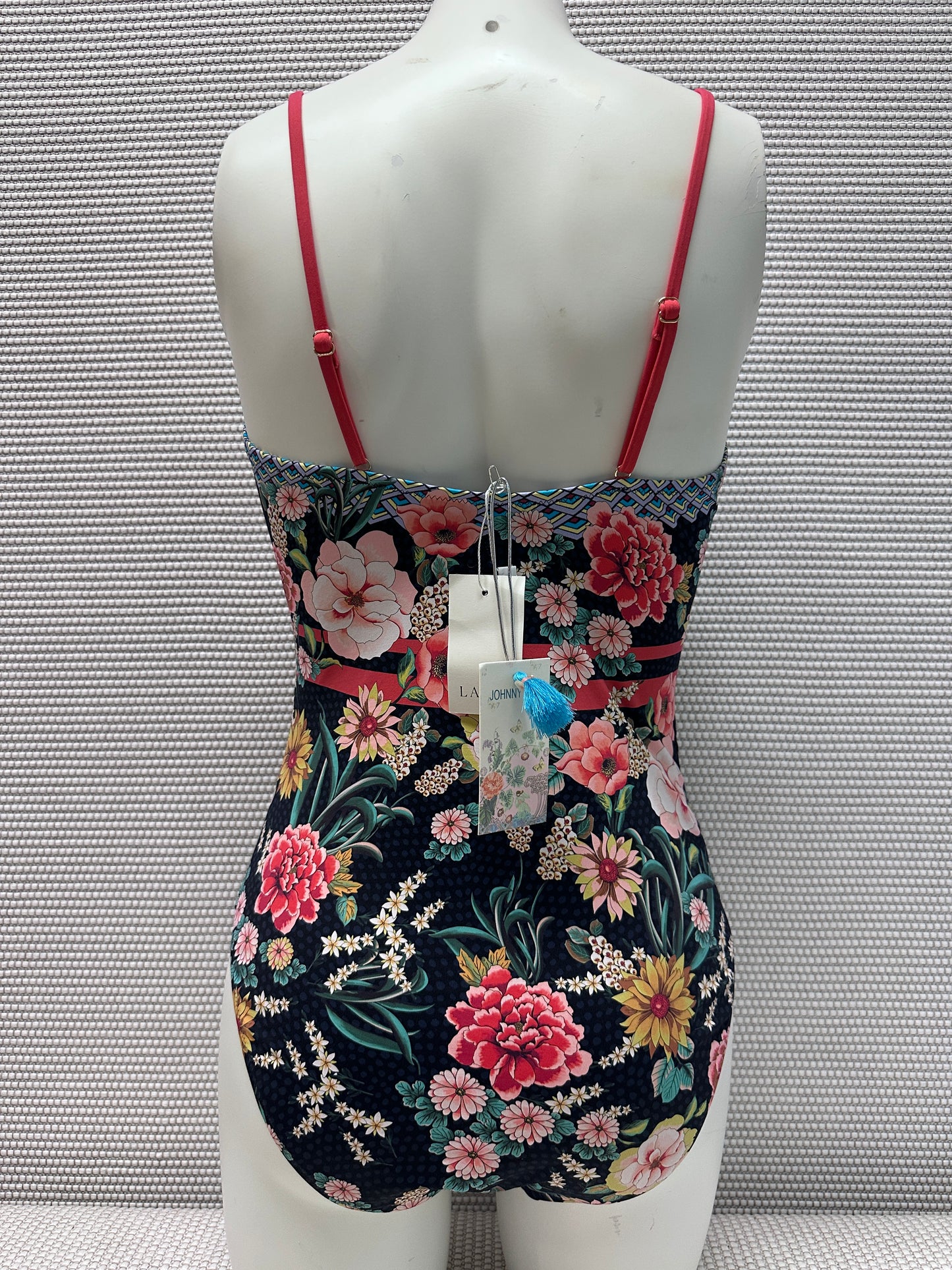 Johnny Was Spaghetti Strap One Piece Multi Print Swimsuit