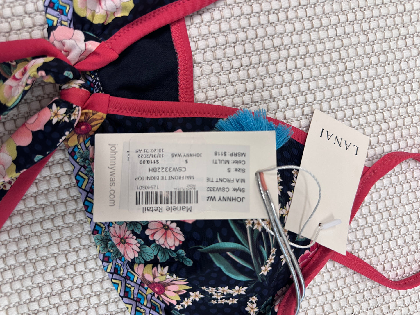 Johnny Was Floral Print Bikini Top Multi