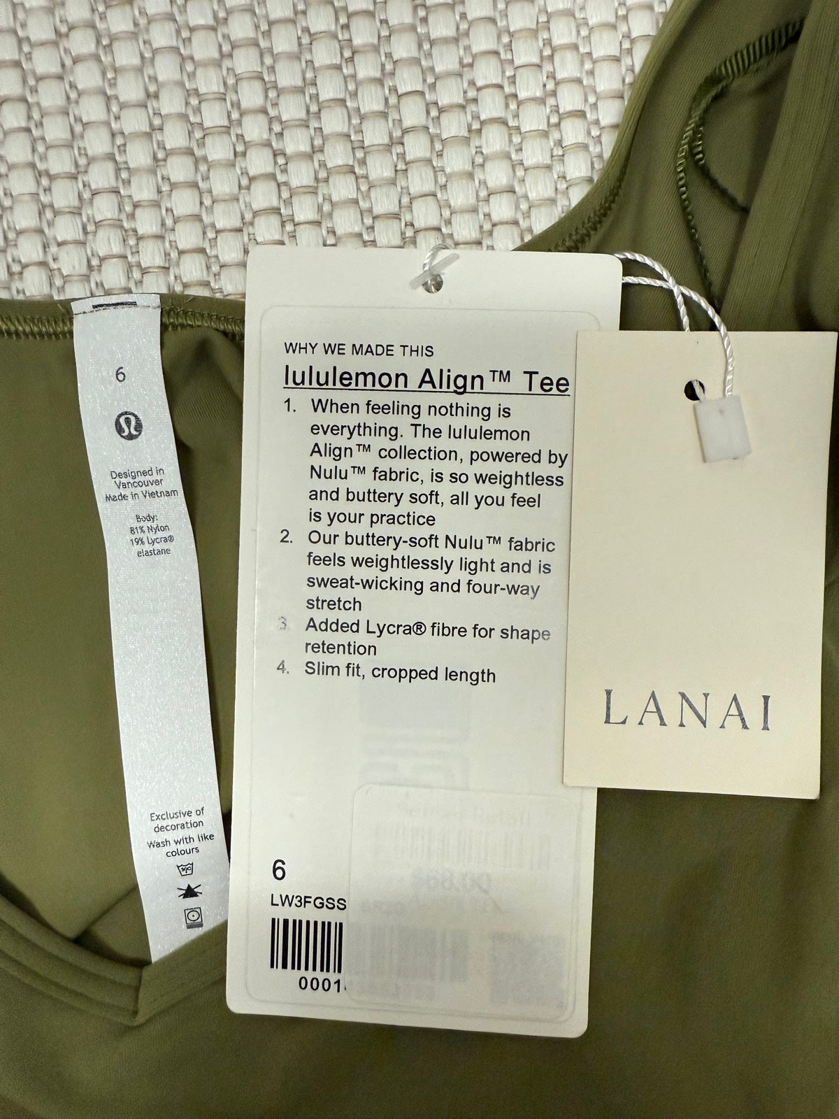 Lululemon Align Tee Olive Green