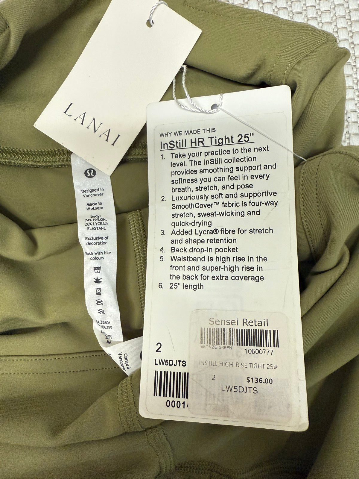 Lululemon Olive Green Tight 25" Womens