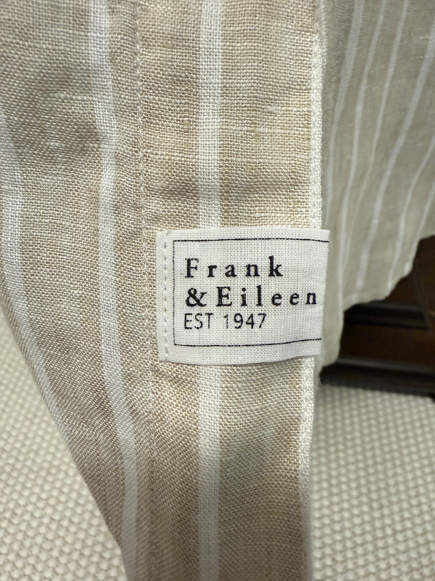 Mens Frank & Eileen “Finbar” Tan & White Striped Button-Front Shirt – XL