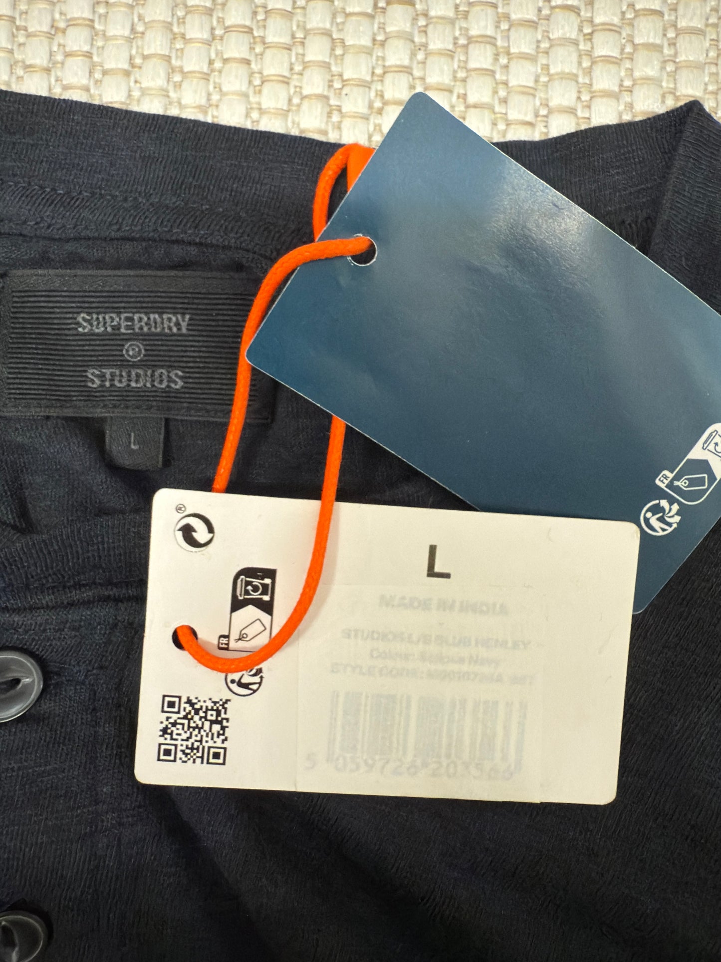 Superdry Studios “L/S 3-Button Henley” in Eclipse Navy — New with Tags. Resort retail $55. (Copy)