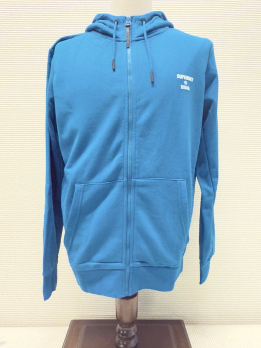 Superdry “Training Core Sport Zip Hoodie” — Naval Blue — Size L. New With Tags.  Resort Retail: $60